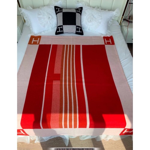 Hermes Avalon Vibration Throw Blanket in Red Wool and Cashmere