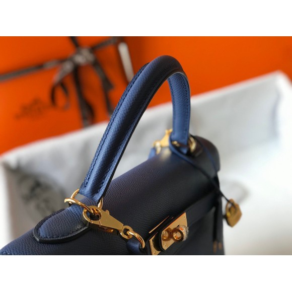 H**mes kelly 32cm sellier bag in blue agate epsom calfskin ghw