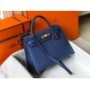 Hermes Kelly 32cm Sellier Bag in Blue Agate Epsom Calfskin GHW