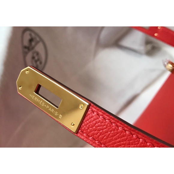 H**mes kelly 32cm sellier bag in red epsom calfskin ghw