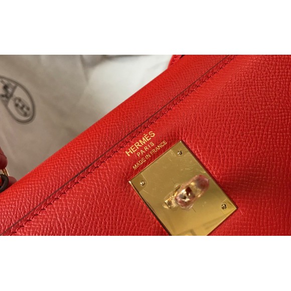 H**mes kelly 32cm sellier bag in red epsom calfskin ghw