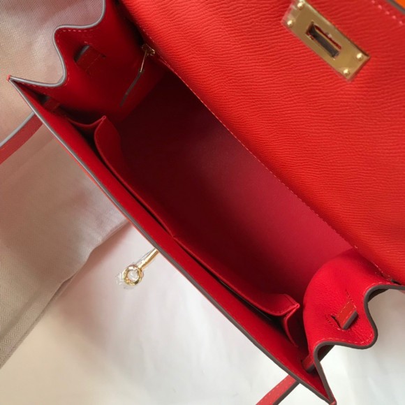 H**mes kelly 32cm sellier bag in red epsom calfskin ghw