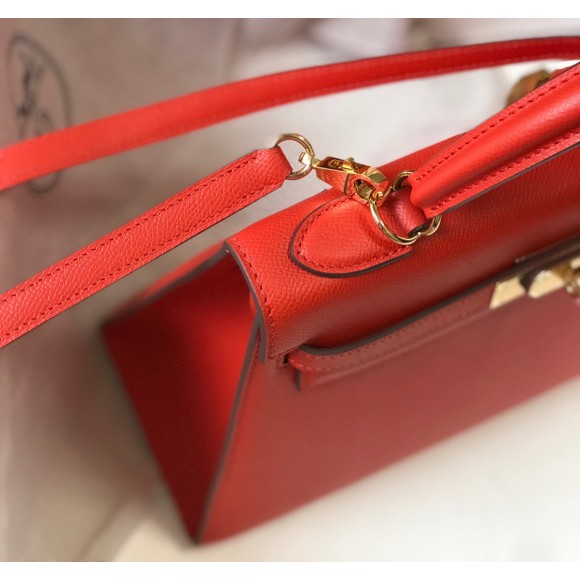 H**mes kelly 32cm sellier bag in red epsom calfskin ghw