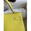 Hermes Kelly Sellier 28 Handmade Bag In Lime Epsom Calfskin
