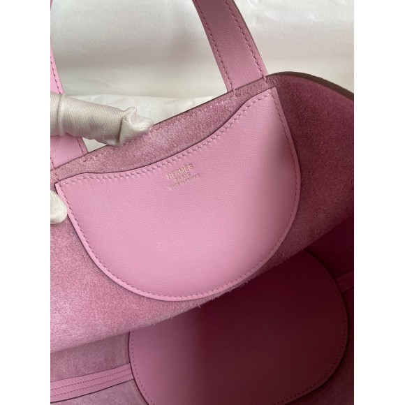 H**mes in the loop 18 handmade bag in mauve sylvestre clemence leather