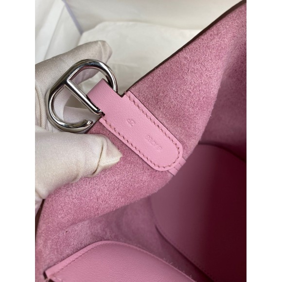 H**mes in the loop 18 handmade bag in mauve sylvestre clemence leather