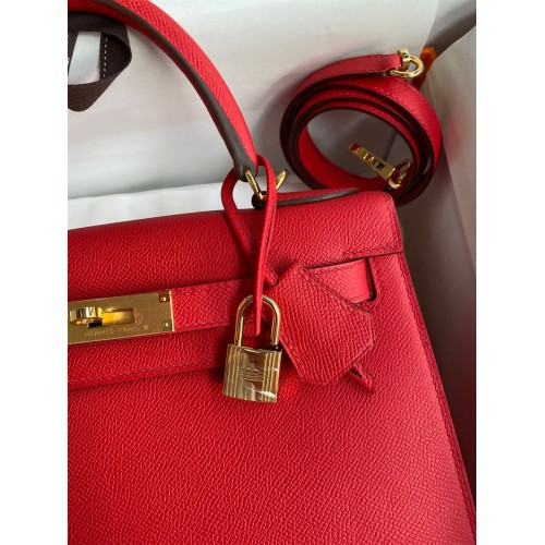 Hermes Kelly Sellier 28 Handmade Bag In Red Epsom Calfskin Hermes Kelly Sellier 28 Handmade Bag In Red Epsom Calfskin