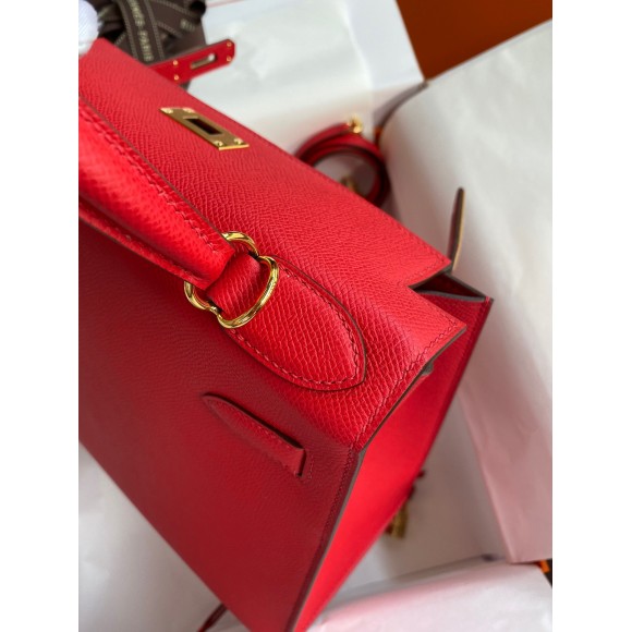 H**mes kelly sellier 28 handmade bag in red epsom calfskin