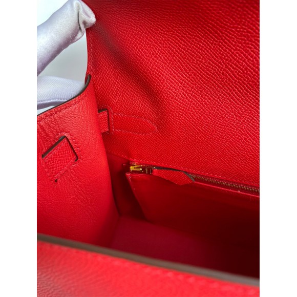 H**mes kelly sellier 28 handmade bag in red epsom calfskin