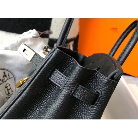 H**mes birkin 25 bag in black clemence leather with ghw