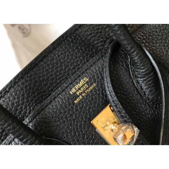 H**mes birkin 25 bag in black clemence leather with ghw