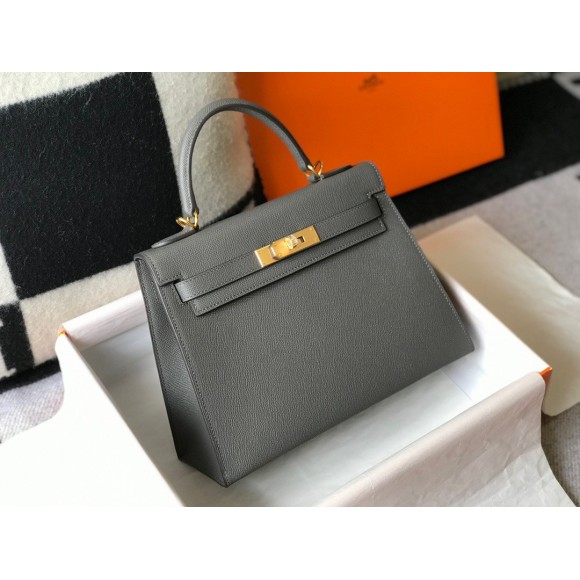 H**mes kelly 25cm sellier bag in ardoise epsom calfskin ghw