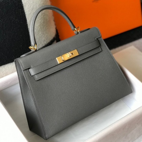 H**mes kelly 25cm sellier bag in ardoise epsom calfskin ghw