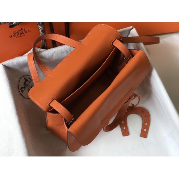 H**mes halzan 31cm bag in orange clemence leather