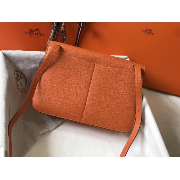 H**mes halzan 31cm bag in orange clemence leather