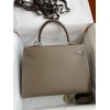 Hermes Kelly Sellier 32 Handmade Bag In Taupe Epsom Calfskin