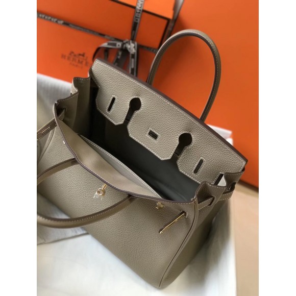 H**mes birkin 30 bag in gris tourterelle clemence leather with ghw