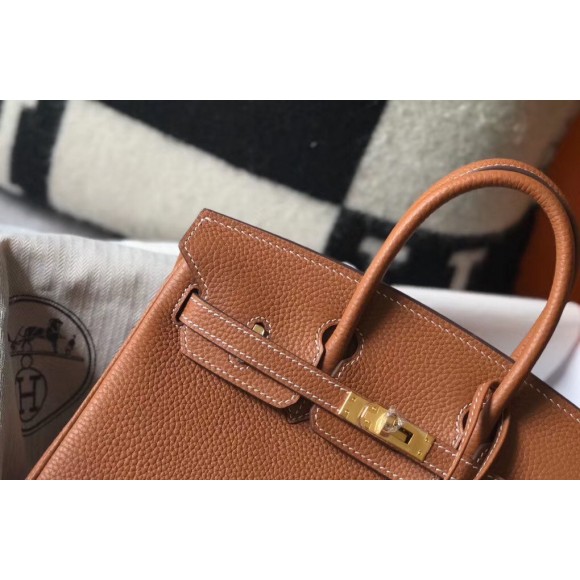 H**mes birkin 25 bag in gold clemence leather with ghw