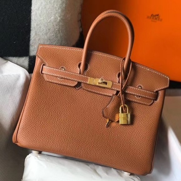 H**mes birkin 25 bag in gold clemence leather with ghw