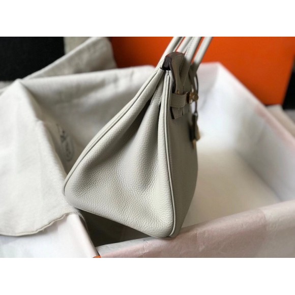 H**mes birkin 30 bag in pearl grey clemence leather with ghw