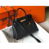 Hermes Kelly 32cm Retourne Bag in Black Clemence Leather GHW