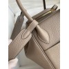 Hermes Lindy 26 Handmade Bag In Gris Asphalt Clemence Leather
