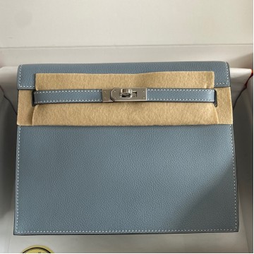 Hermes Kelly Danse II Handmade Bag In Blue Lin Evercolor Calfskin Hermes Kelly Danse II Handmade Bag In Blue Lin Evercolor Calfskin