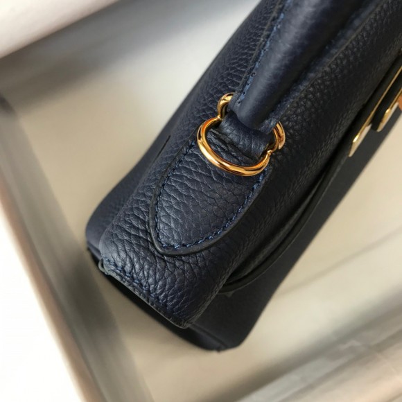 H**mes kelly 32cm retourne bag in dark blue clemence leather ghw