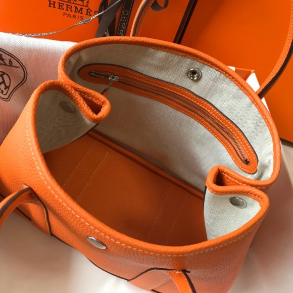 H**mes garden party 30 bag in orange clemence leather