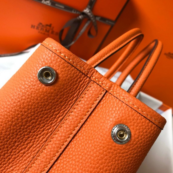 H**mes garden party 30 bag in orange clemence leather