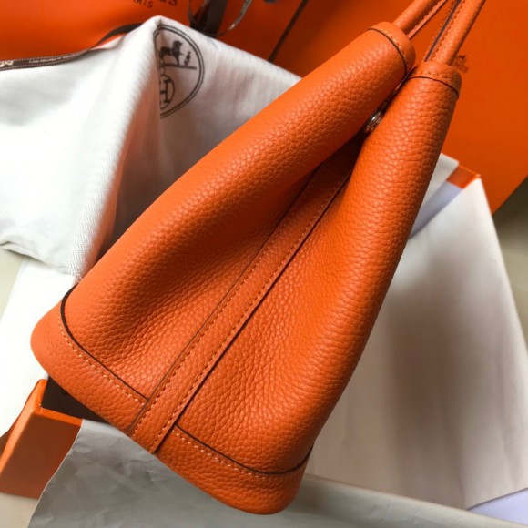 H**mes garden party 30 bag in orange clemence leather