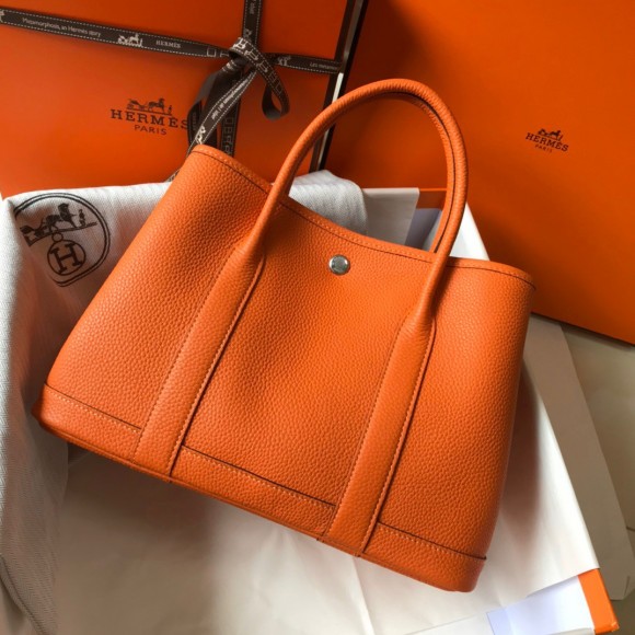 H**mes garden party 30 bag in orange clemence leather