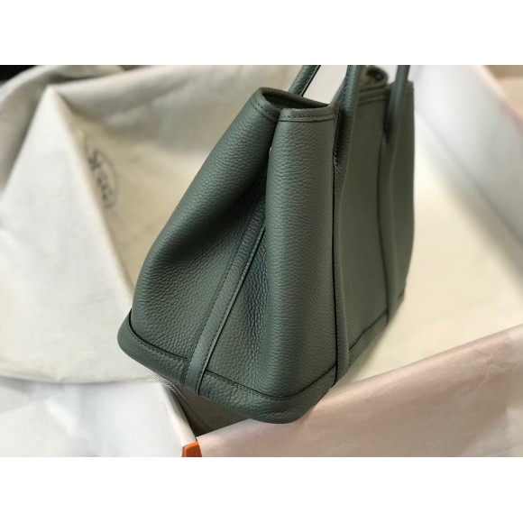 H**mes garden party 30 bag in vert amande clemence leather