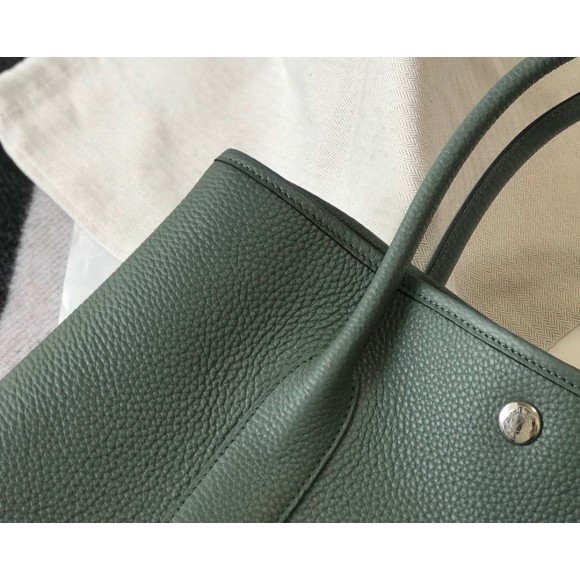 H**mes garden party 30 bag in vert amande clemence leather