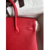 Hermes Birkin 25 Retourne Handmade Bag In Red Epsom Calfskin