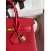 Hermes Birkin 25 Retourne Handmade Bag In Red Epsom Calfskin