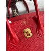 Hermes Birkin 25 Retourne Handmade Bag In Red Epsom Calfskin