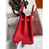 Hermes Birkin 25 Retourne Handmade Bag In Red Epsom Calfskin