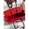 Hermes Birkin 25 Retourne Handmade Bag In Red Epsom Calfskin