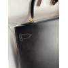Hermes Kelly Sellier 32 Handmade Bag In Black Box Calfskin