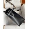 Hermes Kelly Sellier 32 Handmade Bag In Black Box Calfskin