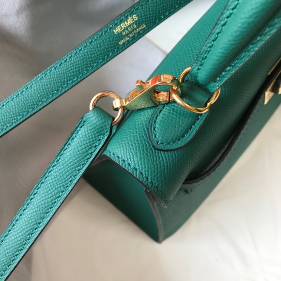 H**mes kelly 25cm sellier bag in malachite epsom calfskin ghw