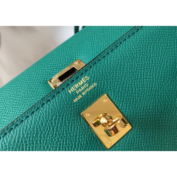 H**mes kelly 25cm sellier bag in malachite epsom calfskin ghw