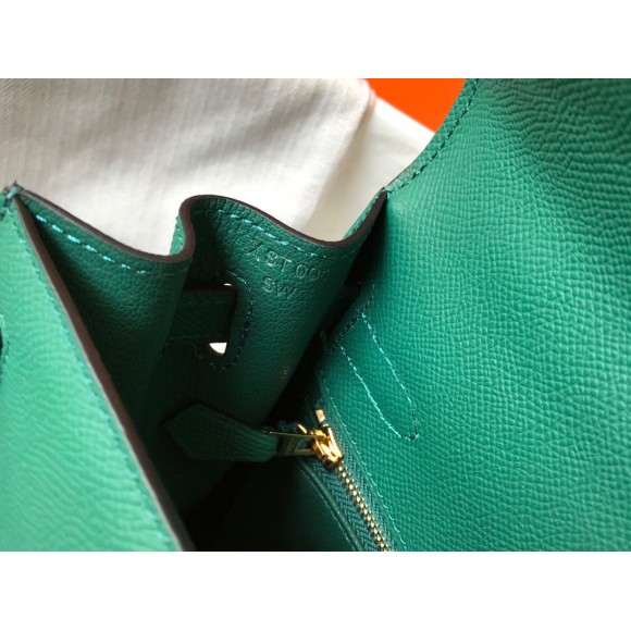 H**mes kelly 25cm sellier bag in malachite epsom calfskin ghw