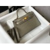 Hermes Kelly Mini II Sellier Bag In Taupe Crocodile Embossed Leather