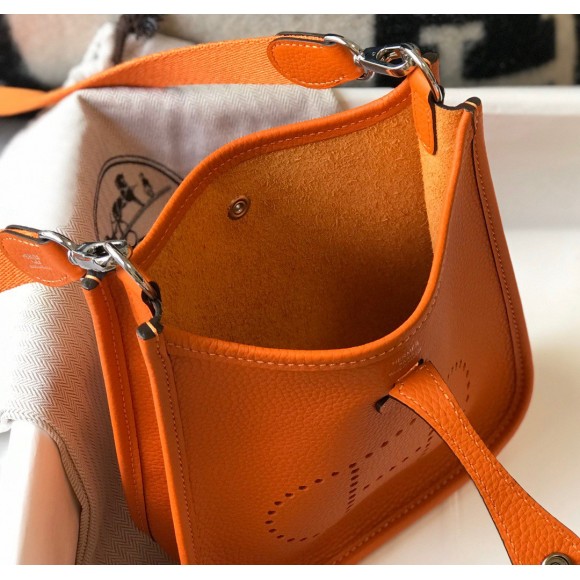 H**mes evelyne iii mini bag in orange clemence leather