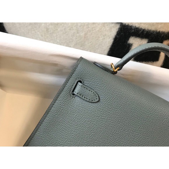 H**mes kelly mini ii sellier bag in vert amande epsom leather ghw