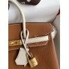 Hermes HSS Birkin 25 Bicolor Bag in Gold and Craie Clemence Leather