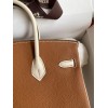 Hermes HSS Birkin 25 Bicolor Bag in Gold and Craie Clemence Leather