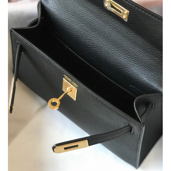 H**mes kelly mini ii sellier bag in black epsom leather